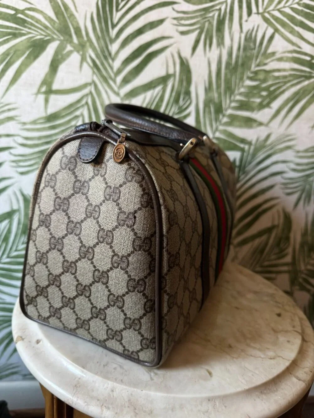 Vintage Gucci GG Monogram Web Stripe Boston Satchel - Picture 4 of 16